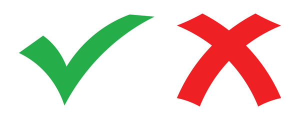 green tick mark. red cross mark icons. yes and no buttons. do and don't button. checkmark and crossmark button. vector illustration on transparent background