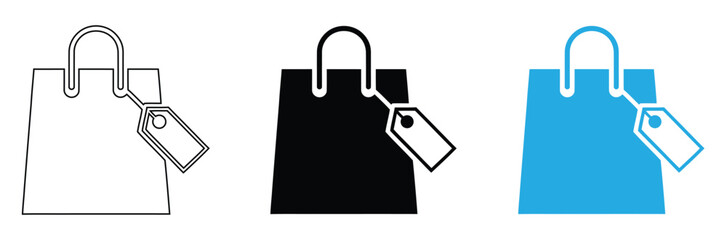 Shopping bag icon vector for web, computer and mobile app,Shopping bag icons offer retail therapy and deals galore,editable stroke icons,