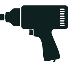 Black silhouette of an impact wrench tool on a white background representing construction and repair