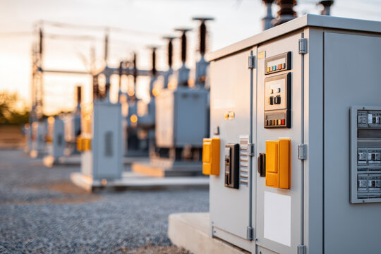 Modern electrical substation with transformer unit