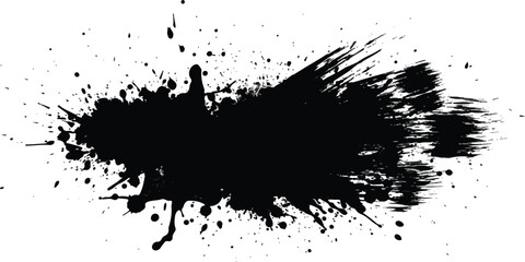 Abstract black ink splatter grunge vector illustration for backgrounds textures and design elements isolated on white