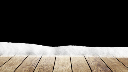 a winter Christmas background with snow on the wood