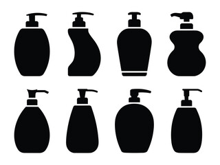 Set of various soap dispenser bottle icons