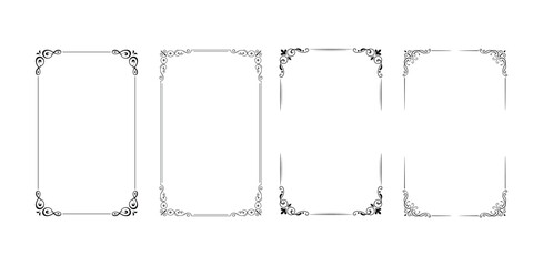 Corner Border Vector Illustration Decoration Line Style Frame Ornament Design