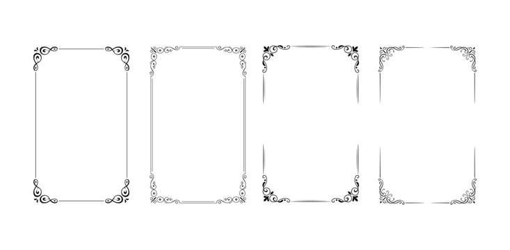 Corner Border Vector Illustration Decoration Line Style Frame Ornament Design