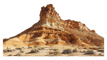 Desert landscape rock formation on transparent background