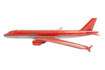 A red plane on black background on transparent background