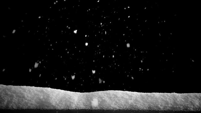 slow falling snow on the black backgrounds	