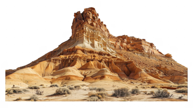 Desert landscape rock formation on transparent background