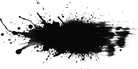 Black ink splatter abstract grunge vector design element isolated on white background for backgrounds and textures