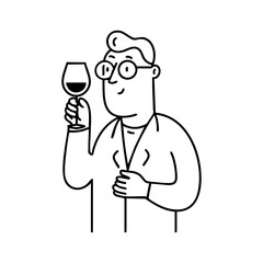 Sommelier analyzing a glass of red wine, representing tasting, expertise, and fine dining culture.