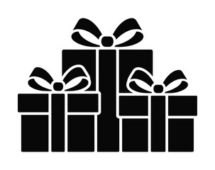 Three stacked gift boxes with bows