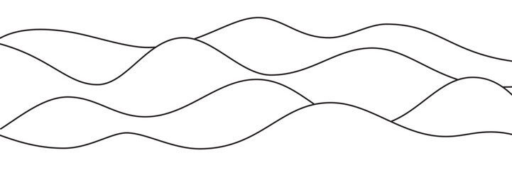 Abstract wavy lines background. Minimalistic overlapping flow pattern with smooth sinusoidal shapes. Abstract concept for rhythm, motion, soundwaves, mountain silhouette. Vector illustration.