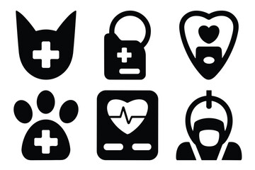 Set of veterinary and medical icons