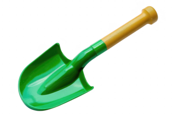 A green and yellow small spade on transparent background