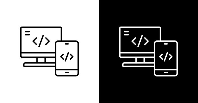 Web Development White Icon Set Design