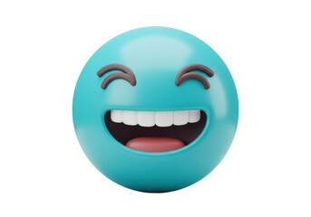 Naklejka premium Isolated Emoji with Closed Eyes and Big Smile Expressing Joyful Emotion in 3D Rendering