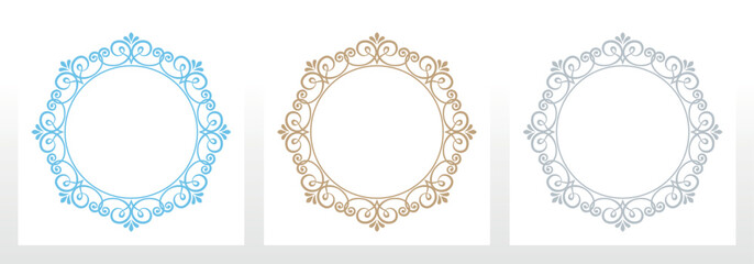 Set of decorative frames Elegant vector element for design in Eastern style, place for text. Floral colored borders. Lace illustration for invitations and greeting cards