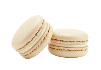 Fotobehang Macarons Isolated ivory French macarons filled with cream, a delightful confectionary treat  © Federica
