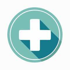 Obraz premium Medical Aid Flat Vector Icon with Plus Sign in Teal Circle for Healthcare Services