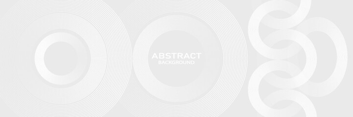 Grey abstract background with white circle lines. Geometric stripe line art design. Minimal lines pattern. Modern futuristic concept.