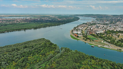 Belgrade Serbia isalnd and Sava and Danube rivers