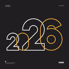 A vibrant and modern design showcasing the year 2026 in a dynamic color combinations