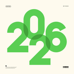 A vibrant and modern design showcasing the year 2026 in a dynamic color combinations