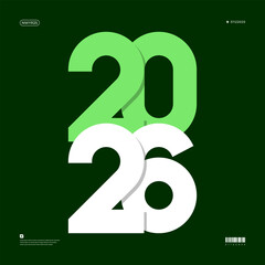 A vibrant and modern design showcasing the year 2026 in a dynamic color combinations