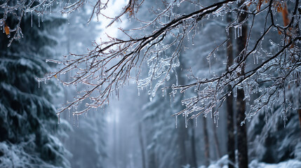 Beautiful forest background for screensaver. with sunbeams. Calm close-up of fairytale forest and nature landscape, panorama. Summer vacation, holiday, amazing nature. winter