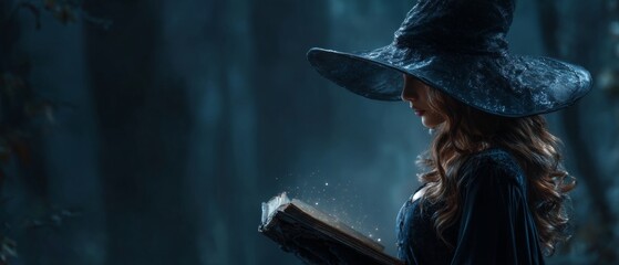 Enigmatic witchcraft: a spellbinding portrait in a haunted fores