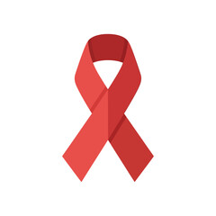 Red Awareness Ribbon Icon - Symbol of HIV/AIDS Support, World AIDS Day, and Global Health Campaigns