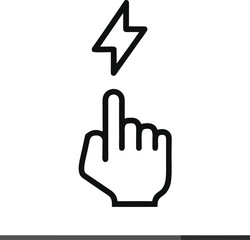 Minimalist  black line icon of a hand with index finger pointing upward.