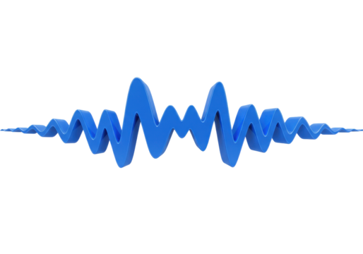 Isolated Blue Waves Depict Sound or Movement, Vibration, Wavy Pattern, Rhythm and Motion