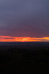 Bright sunrise with orange and purple sky