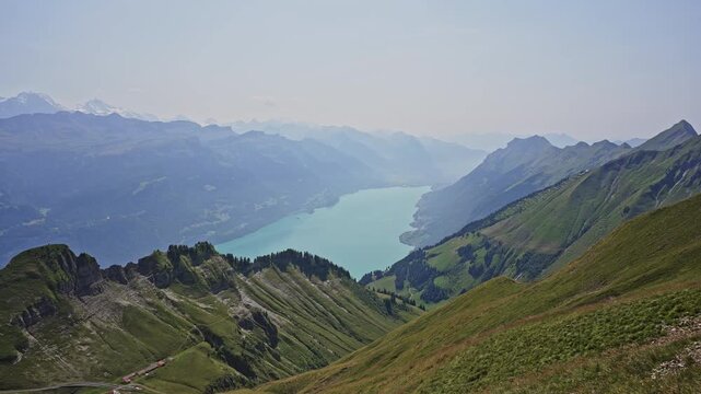 Aerial View of Lake Brienz and Swiss Alps from Brienzer Rothorn