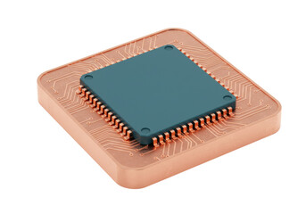 Isolated computer chip square copper hardware circuit board technology and processor