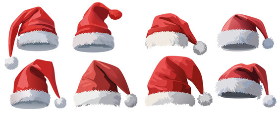 Naklejka na ściany i meble set of santa claus christmas hat isolated vector graphic design