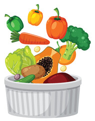 Fresh Vegetables and Papaya in White Ceramic Bowl