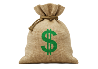 Isolated bag of money with dollar sign makes saving seem easy and lucrative in design work
