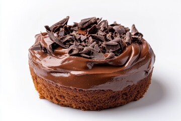 Delicious chocolate cake with rich frosting and chocolate shavings on top