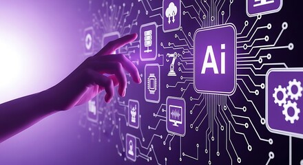 Human interaction with artificial intelligence digital network and futuristic technology