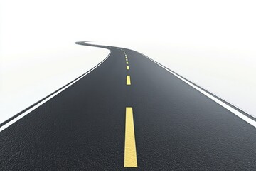 Fototapeta premium Winding two-lanes road through an open landscape under a clear sky