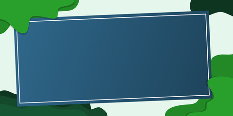 Blue Frame Background with Green Leaves Illustration