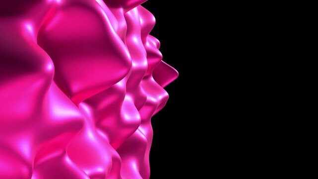 Morphing abstract pink shape isolated on black background - 3D 4k animation (3840 x 2160 px). 