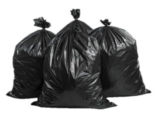 A black garbage bag or Bin bag garbage, Bin,Trash, Garbage, Rubbish, Plastic Bags pile isolated. 