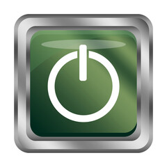 Power button icon. On off switch symbol. Vector interface element. Shiny electric graphic.
