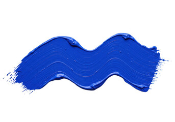 Isolated abstract smear of blue paint forms a wavy textured backdrop on a clean surface