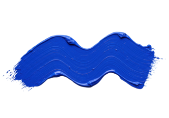 Isolated abstract smear of blue paint forms a wavy textured backdrop on a clean surface