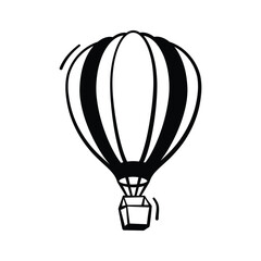 Obraz premium Hot air balloon doodle icon, adventure, tourism, and leisure travel